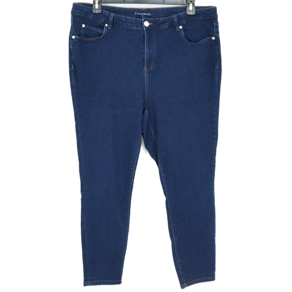 Tahari Denim - Tahari Jeans Plus Size 20W Dark Blue Stretch Cotton Denim High Rise Skinny